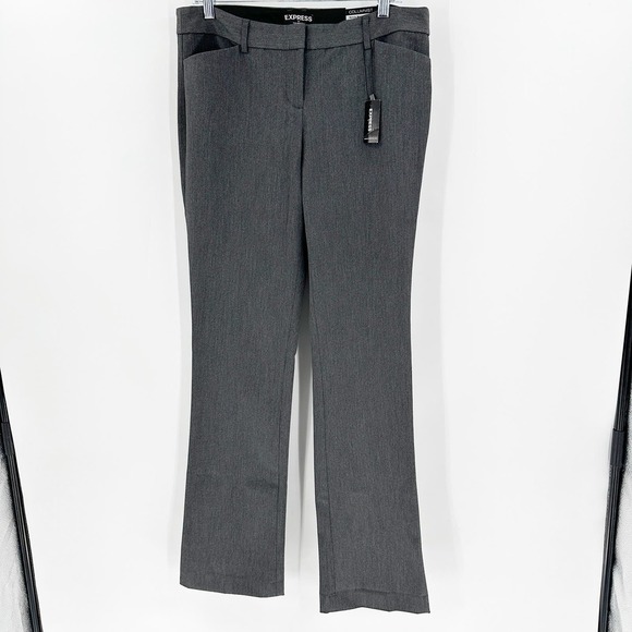 Express Pants - NWT Express Columnist Gray Low Rise Flat Front Barely Boot Pants Size 10 Tall